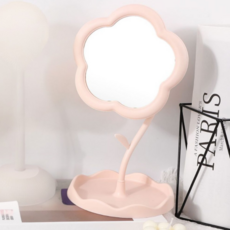 Monogent 花朵造型室內裝飾化妝桌鏡 飾品支架 大型, 粉紅色