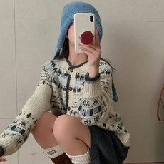 Dotif 女性費爾島民族風圖案針織外套