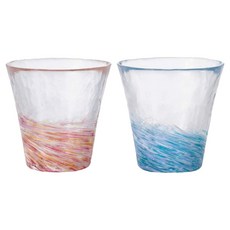 ADERIA 日本進口 津輕系列 手作漩渦對杯 260ml, 彩色, 2個