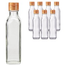 미르 원터치 골드캡 투명 사각 참기름병, 8개, 180ml