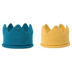 JOYMULTI 兒童 D-Day 皇冠針織王冠髮帶 2入