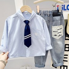 베베몽스토리 두줄 넥타이 + 남방 세트
