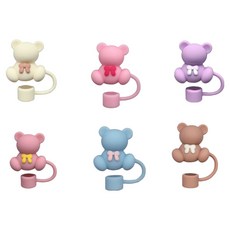 隨行杯專用簡易貼合吸管塞 6件組 10mm 1軟萌熊, 1套