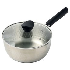 Modern House 電磁爐每日用不鏽鋼錘紋單柄鍋 + 鍋蓋組, 20cm, 1套, 黑色(手柄)