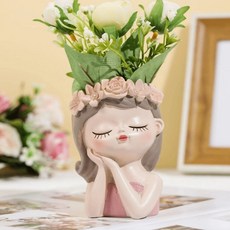 소녀 인테리어 화병 두손모아 소녀, 혼합색상