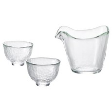 ADERIA 耐熱玻璃清酒杯片口杯3件組 日本製, 1套, 片口杯 + 杯子 2個