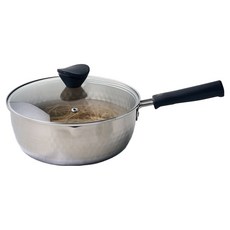 Modern House 電磁爐適用 日常錘紋不鏽鋼單柄鍋 + 鍋蓋組, 1套, 黑色(握把), 22cm