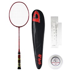 apacs 725輕量全碳羽球拍 酒紅色+羽球線+球拍套 隨機出貨+握把 白色組, 1套, 單品