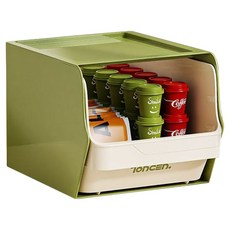 斜口桌面疊加文具抽屜式收納盒, 1層, 綠色