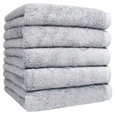 Songwol 松月 Solid 竹纖維素面40支毛巾 200g, 灰色, 5個