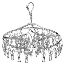 Kyhome 不鏽鋼防風晾襪架 圓形 40夾, 銀色