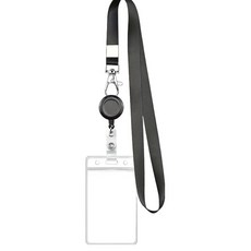 Yuinjihwa 員工證 出入證 伸縮扣 + 掛繩 + 卡套組 直式, 1套, 混合色