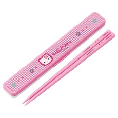 Skater ABC3AG 便攜式筷子 + 抗菌筷盒組, Hello Kitty 粉紅色, 1套, 筷子 + 筷盒