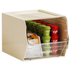 斜口桌面疊加文具抽屜式收納盒, 1層, 米白色