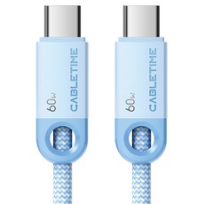 케이블타임 C타입-C타입 고속 충전 케이블, 블루, 1개, 0.25m