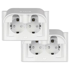 Odyssey室內裝飾壓克力配線納米電器簡易防雨2孔嵌入式插座 橫向型 白色, 2個