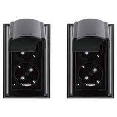 nano Odyssey 電氣室內壓克力配線簡約防雨垂直型防潑水型黑色2孔嵌入式插座, 2個