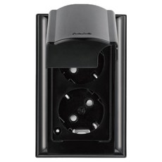 nano Odyssey 電氣室內壓克力配線簡約防雨垂直型防潑水型黑色2孔嵌入式插座, 1個