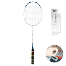 apacs NANO FUSION SPEED 722 羽球拍 白色海洋藍 + 含穿線 + 握把布 白色 + 全拍套 隨機出貨組合, 1套, 單一商品