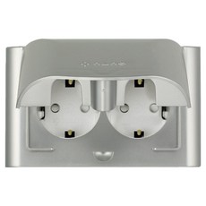 nano Odyssey 室內壓克力配線 Nano電氣 SIMPLE 防雨 2孔嵌入式插座 橫式 防滴型 銀色, 1個