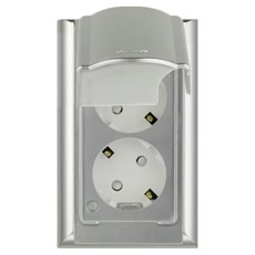 nano 電氣奧德賽室內裝潢壓克力配線 簡約防雨直立式防滴型 銀色2孔嵌入式插座, 1個