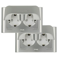 nano 電氣Odyssey室內裝潢壓克力配線簡約防雨橫式防滴型銀色2孔嵌入式插座, 2個