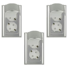 nano 電氣奧德賽室內裝潢壓克力配線 簡約防雨直立式防滴型 銀色2孔嵌入式插座, 3個