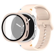 LuA lovel Galaxy Watch 螢幕保護鋼化玻璃膜全覆蓋硬殼 + 運動錶帶矽膠錶帶套組, 淺粉色, 1個