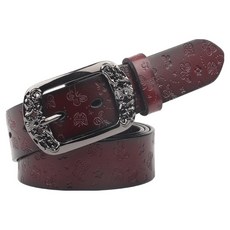 本革職人 復古蝴蝶壓紋雕花扣頭針扣式真皮皮帶