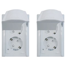 nano Simple Odyssey 白色防雨垂直型防滴型雙孔嵌入式插座, 2個