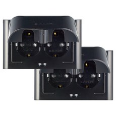 nano 電氣 Odyssey 室內設計 壓克力 配線 簡約 防雨 橫向型 防滴型 黑色 2孔 嵌入式插座, 2個