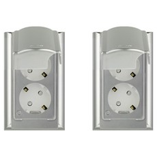 nano 電氣奧德賽室內裝潢壓克力配線簡約防雨垂直型防潑水銀色2孔嵌入式插座, 2個