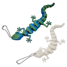 doongdoongpet 貓咪釣竿替換頭 夜光關節蜥蜴玩具 2件組, 1套, 珠光綠, 夜光白