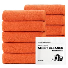 CHUNGMU TOWEL Ashley Modern 飯店毛巾 洗臉巾 150g 30支棉紗 10入 + 毛巾專用洗滌劑 套組, 1套, 日落橘(毛巾)