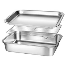 bella cuisine Essential 不鏽鋼調理盤組, 1套, 調理盤 + 托盤 + 網架