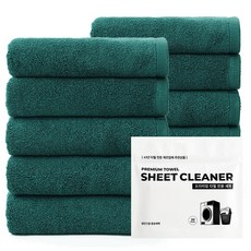 충무타올 애슐리모던 호텔수건 세면타올 150g 30수 면사 10p + 수건전용세제 세트, 딥그린(수건), 1세트