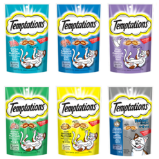 Temptations 喵愛餡 貓點心, 香誘鮮鮪 + 火烤嫩雞 + 海鮮百匯 + 開胃甜鮭 + 香濃牛奶 + 化毛配方, 435g, 1組