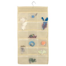 doongdoongpet 雙面掛式貓咪釣竿補充玩具整理收納袋 米色, 1個