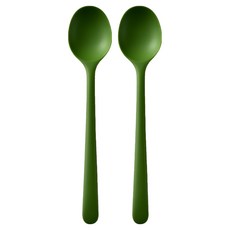 Stack-it 矽膠炒匙 料理 優格 嬰兒副食品 湯匙, 綠色, 2個
