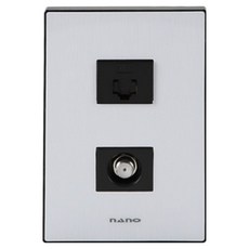 nano 電氣 Art2 簡約單聯 CATV 2路+8P 嵌入式模組 黑色, 1個