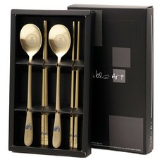 TABLE Art. 十二生肖 雞年 夫妻湯筷 2入組, 1套, 湯匙 2p + 筷子 2p, 金色