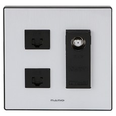 nano 電氣 Art2 簡約 雙聯 CATV+8P+8P 嵌入式模組 黑色, 1個