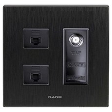 nano 電氣 Art2 簡約 2孔用 CATV+8P+8P 嵌入式模組 全黑, 1個