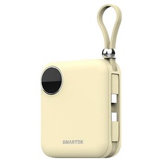 스마텍 All in one 22.5W 고속충전 LCD 팬시 초미니 케이블 일체형 걸이형 보조배터리 10200mAh 멀티단자, 베이지, STPB-FB1
