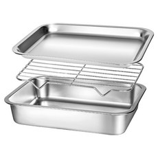 bella cuisine Essential 不鏽鋼料理盤套組, 1套, 料理盤 + 托盤 + 網架