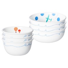 코렐 더블루 공기 3p + 대접 3p 세트, 화이트, 1세트, 공기 330ml x 3p + 대접 480ml x 3p