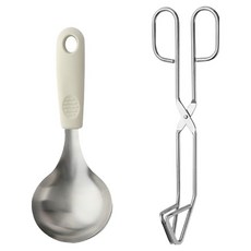 VAIMAR 迷你湯勺 + 料理夾組合, 1套, 銀色, 湯勺+料理夾