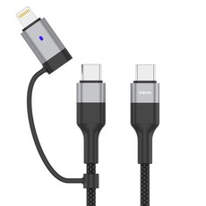 보바 3in1 PD 멀티 고속충전 케이블 60W, 1개, 혼합색상, 1.2m