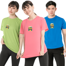 MI MI LEO 台灣製 高透氣吸排T恤3件組 B11, 蘋果綠 + 粉桃色 + 寶藍色