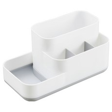 FAmILyLIFE 生活 多格桌面文具遙控器收納盒 A-177-GW, 白灰色, 1個